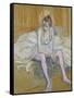 A Seated Dancer with Pink Stockings, 1890-Henri de Toulouse-Lautrec-Framed Stretched Canvas