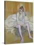 A Seated Dancer with Pink Stockings, 1890-Henri de Toulouse-Lautrec-Stretched Canvas