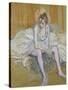 A Seated Dancer with Pink Stockings, 1890-Henri de Toulouse-Lautrec-Stretched Canvas