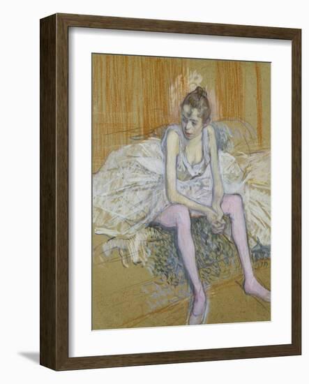 A Seated Dancer with Pink Stockings, 1890-Henri de Toulouse-Lautrec-Framed Giclee Print