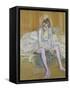 A Seated Dancer with Pink Stockings, 1890-Henri de Toulouse-Lautrec-Framed Stretched Canvas