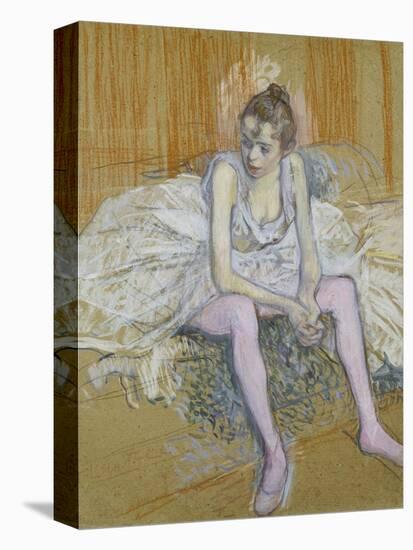 A Seated Dancer with Pink Stockings, 1890-Henri de Toulouse-Lautrec-Stretched Canvas