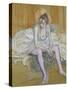 A Seated Dancer with Pink Stockings, 1890-Henri de Toulouse-Lautrec-Stretched Canvas