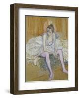 A Seated Dancer with Pink Stockings, 1890-Henri de Toulouse-Lautrec-Framed Giclee Print