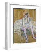 A Seated Dancer with Pink Stockings, 1890-Henri de Toulouse-Lautrec-Framed Giclee Print