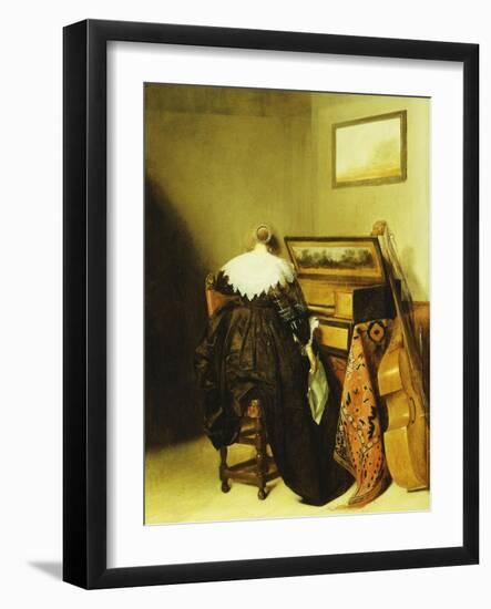 A Seated Lady Seen from Behind before a Virginal-Pieter Codde-Framed Giclee Print