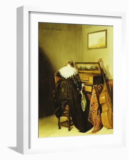 A Seated Lady Seen from Behind before a Virginal-Pieter Codde-Framed Giclee Print