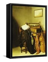 A Seated Lady Seen from Behind before a Virginal-Pieter Codde-Framed Stretched Canvas