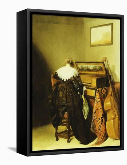 A Seated Lady Seen from Behind before a Virginal-Pieter Codde-Framed Stretched Canvas