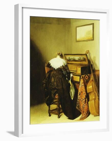 A Seated Lady Seen from Behind before a Virginal-Pieter Codde-Framed Giclee Print