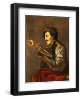 A Seated Lutanist Pointing-Hendrick Ter Brugghen-Framed Giclee Print