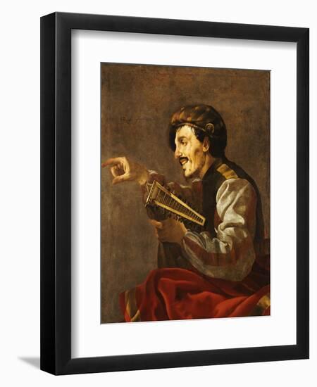 A Seated Lutanist Pointing-Hendrick Ter Brugghen-Framed Giclee Print