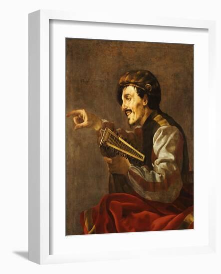 A Seated Lutanist Pointing-Hendrick Ter Brugghen-Framed Giclee Print