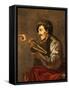 A Seated Lutanist Pointing-Hendrick Ter Brugghen-Framed Stretched Canvas