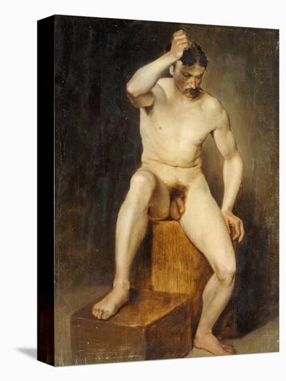 A Seated Male Nude-Hans Von Staschiripka Canon-Stretched Canvas