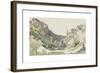 A Seated Man Contemplating a Sunlit Mountain Valley-Jakob Alt-Framed Premium Giclee Print