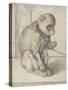 A Seated Monkey on a Chain, 1592-1602-Hendrik Goltzius-Stretched Canvas