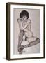 A Seated Nude Female, 1914-Egon Schiele-Framed Giclee Print