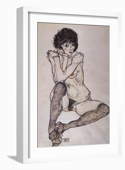 A Seated Nude Female, 1914-Egon Schiele-Framed Giclee Print