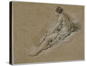 A Seated Nude Female-Francois Boucher-Stretched Canvas