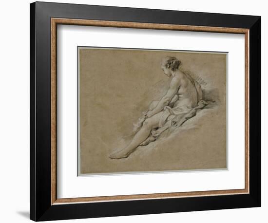 A Seated Nude Female-Francois Boucher-Framed Giclee Print