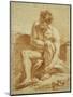 A Seated Nude with a Staff, a Relief with Putti to the Left-Francois Boucher-Mounted Giclee Print