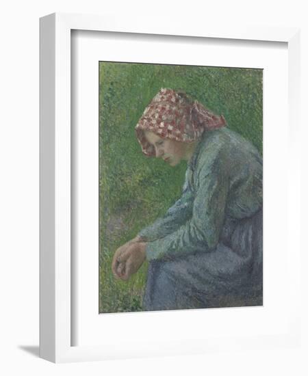 A Seated Peasant Woman, 1885-Camille Pissarro-Framed Giclee Print