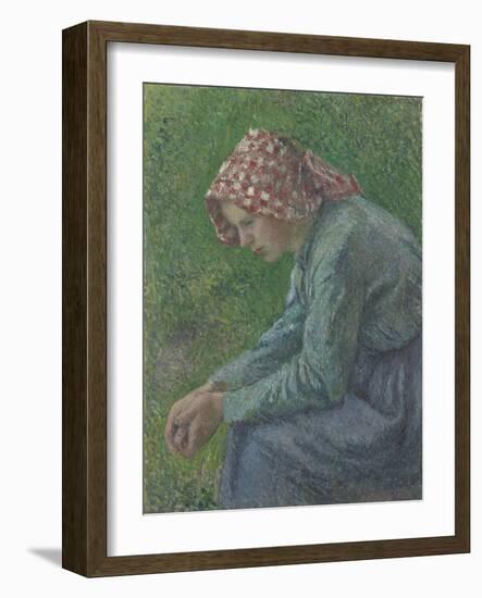 A Seated Peasant Woman, 1885-Camille Pissarro-Framed Giclee Print