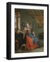 A Seated Woman in an Interior Gazing out of the Window-Thomas Wyck-Framed Giclee Print