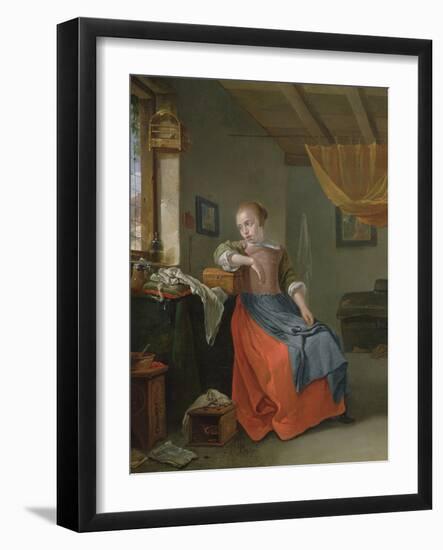 A Seated Woman in an Interior Gazing out of the Window-Thomas Wyck-Framed Giclee Print