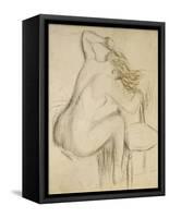A Seated Woman Styling Her Hair-Edgar Degas-Framed Stretched Canvas