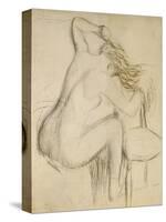 A Seated Woman Styling Her Hair-Edgar Degas-Stretched Canvas