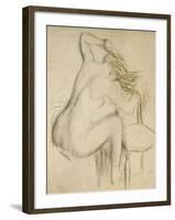 A Seated Woman Styling Her Hair-Edgar Degas-Framed Giclee Print