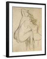 A Seated Woman Styling Her Hair-Edgar Degas-Framed Giclee Print