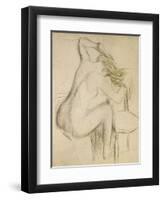 A Seated Woman Styling Her Hair-Edgar Degas-Framed Giclee Print