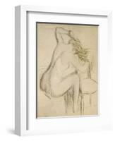 A Seated Woman Styling Her Hair-Edgar Degas-Framed Giclee Print