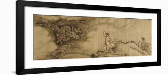 A Section from "16 Luohans" a Dragon Emerging from the Clouds and Confronting the Luohan-Shike-Framed Giclee Print