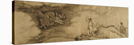 A Section from "16 Luohans" a Dragon Emerging from the Clouds and Confronting the Luohan-Shike-Stretched Canvas