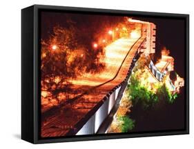 A Section of the Great Wall of China is Illuminated by 650 Floodlights-null-Framed Stretched Canvas