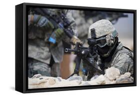 A Security Forces Airman Provides Cover for His Squad-null-Framed Stretched Canvas