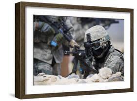 A Security Forces Airman Provides Cover for His Squad-null-Framed Photographic Print