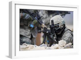 A Security Forces Airman Provides Cover for His Squad-null-Framed Photographic Print