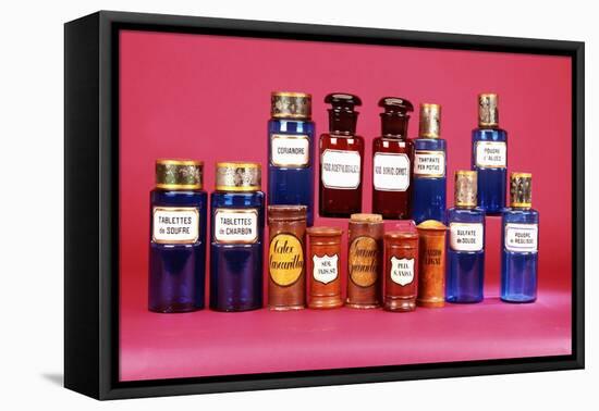 A Selection of 19th Century Drug Containers-null-Framed Stretched Canvas