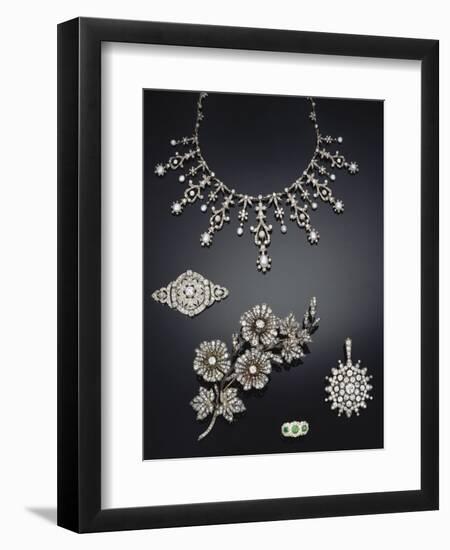 A Selection of Antique Diamond Jewellery Dating from Circa 1890-null-Framed Giclee Print