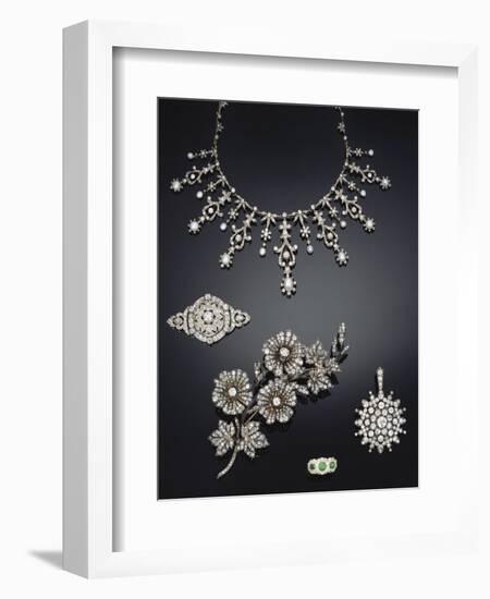 A Selection of Antique Diamond Jewellery Dating from Circa 1890-null-Framed Giclee Print