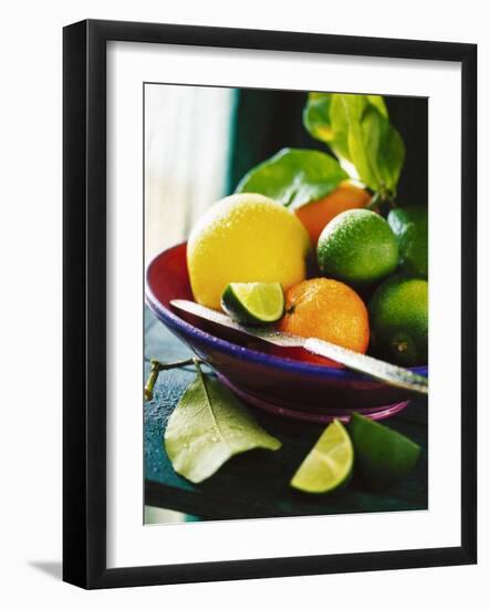 A Selection of Citrus Fruits in a Bowl-null-Framed Photographic Print