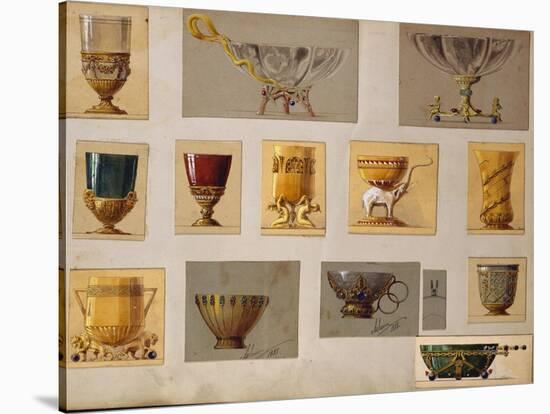 A Selection of Designs from the House of Faberge Including Bowls Goblets Cups and Tumblers-null-Stretched Canvas