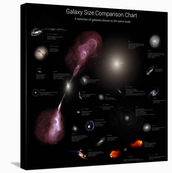 A Selection of Galaxies Shown to the Same Scale-null-Stretched Canvas