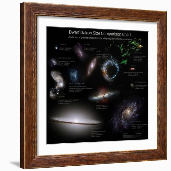 A Selection of Galaxies Smaller Than the Milky Way Shown to the Same Scale-null-Framed Photographic Print