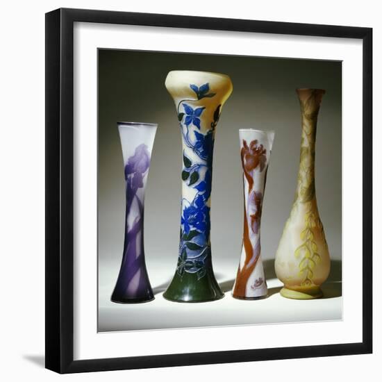 A Selection of Galle Bouble Overlay and Fire-Polished Vases-Émile Gallé-Framed Giclee Print